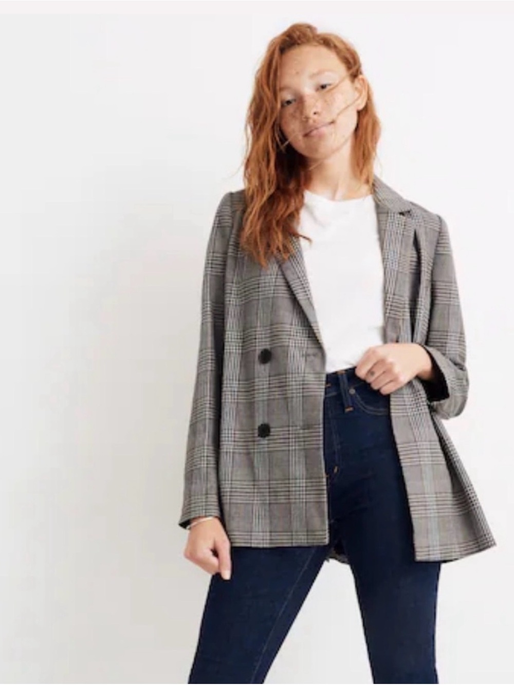 Madewell Caldwell Double-Breasted Blazer in Menswear Plaid Size M